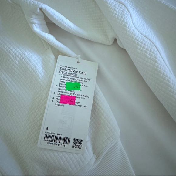 🆕🤍 Lululemon EU Exclusive Textured Zip Front Track Jacket - White - Picture 6 of 15